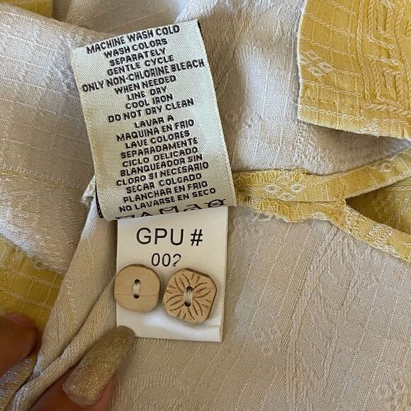 Jamaica Jaxx 100% Silk Jacquard Palm Frond Hawaiian Shirt Yellow XXL Banana Leaf - Picture 6 of 6